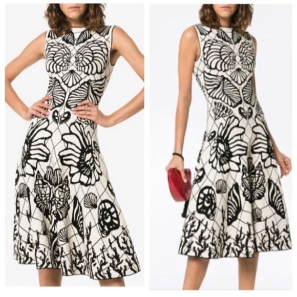 Alexander McQueen Dresses & Skirts - Alexander McQueen Womens Sleeveless Shell Jacqured Midi Dress - XS